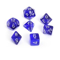 Noppasetti: Chessex Translucent - Polyhedral Blue/White (7)