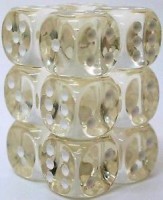 Noppasetti: Chessex Translucent 16mm Clear/White (12)