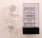 Noppasetti: Chessex Translucent - Polyhedral Clear/White (7)