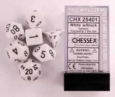 Noppasetti: Chessex Opaque  Polyhedral White/Black (7)