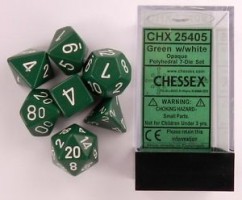 Noppasetti: Chessex Opaque  Polyhedral Green/White (7)