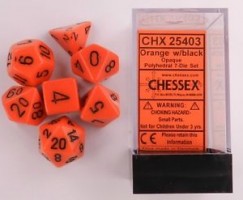 Noppasetti: Chessex Opaque  Polyhedral Orange/Black (7)
