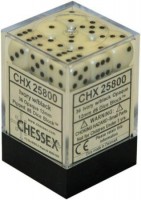 Noppasetti: Chessex Opaque - 12mm D6 Ivory w/Black (36)