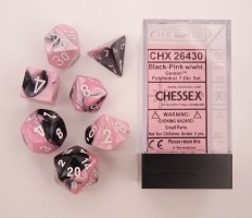 Noppasetti: Chessex Gemini: Polyhedral Black-Pink White (7)
