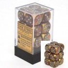 Noppasetti: Chessex Lustrous - 16mm D6 Gold/Silver (12)