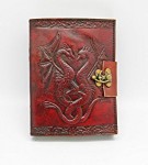 Muistikirja: Double Dragon Leather Embossed Journal & Lock