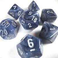 Noppasetti: Chessex PHANTOM  POLYHEDRAL BLACK/SILVER  (7)