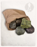 LARP Varustus:  Throwing stone set (9) + kangaspussi