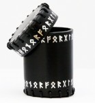 Dice Cup: Runic-Black Leather cup w. Silver Rune