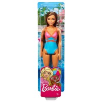 Barbie: Brown Hair Doll With Pink And Blue Swimsuit