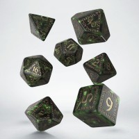 Noppasetti: Runic Dice Set - Bottle Green & Gold (7)