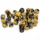 Noppasetti: Chessex Gemini - 12mm D6 Black-Gold w/silver (36)