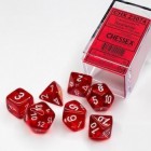 Noppasetti: Chessex Translucent Polyhedral 7-Die Set - Red/white