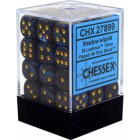 Chessex: Signature 12mm D6 Lustrous Shadow/Gold (36 Dice)
