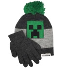 Lahjasetti: Minecraft - Creeper Bobble Pipo Ja Hanskat (Lasten)