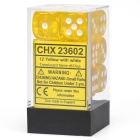 Noppasetti: Chessex Opaque 16mm D6 Yellow/White (12)
