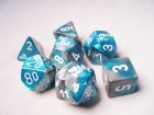 Noppasetti: Chessex Gemini - Polyhedral Steel-Teal/White (7)