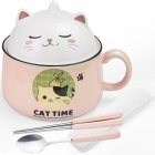 Kulho: Pink Cat Time Ramen Bowl Set (1020ml)