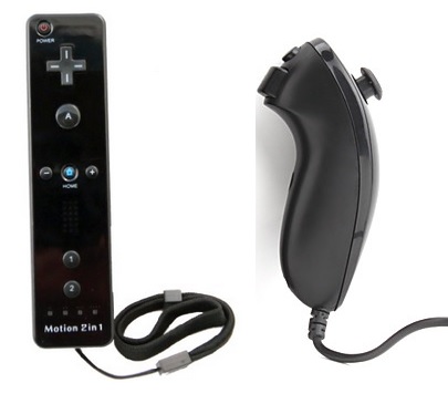 Wii/WiiU: Nunchuk & Remote ohjaimet (musta)