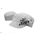 Cap: White Cadet with Flock Print and Studds