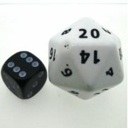 Noppa: Spindown D20 Valkoinen (30mm)