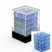 Noppasetti: Chessex Borealis - 12mm D6 Sky Blue/White (36)