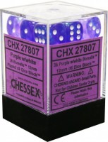 Noppasetti: Chessex Borealis - 12mm D6 Purple/White (36)