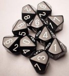 Noppasetti: Chessex Opaque - Poly D10 Black/White (10)