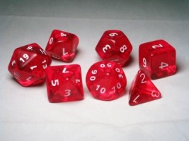 Noppasetti: Chessex Translucent - Polyhedral Red/White (7)