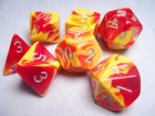 Dice Set: Chessex Gemini - Polyhedral Red-Yellow/Silver (7)