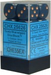 Noppasetti: Chessex Opaque 16mm D6 Dusty Blue/Gold (12)