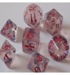 Noppasetti: Classic Elven: Polyhedral Transparent/Red 7-Die Set