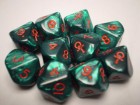 Noppasetti: Ankh D10 Green Pearlescent/Red 10-Die Set