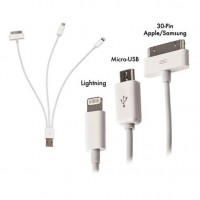 3-in-1 Multi Usb Charging Cable (micro Usb, Apple Lightning & Apple 30pin)