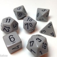 Noppasetti: Chessex Opaque  Polyhedral Grey/black (7)