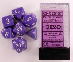 Noppasetti: Chessex Opaque – Polyhedral Purple/White (7)