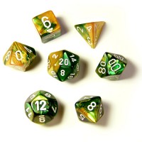 Noppasetti: Chessex Gemini - Polyhedral Gold-Green/White (7)