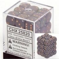 Noppasetti: Chessex Opaque - 12mm D6 Dark Grey/Copper (36)
