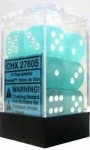 Noppasetti: Chessex Frosted - D6 Teal with White (12)