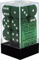 Noppasetti: Chessex Opaque 16mm D6 Green/White (12)