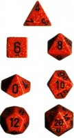 Noppasetti: Chessex Fire Speckled Polyhedral Dice Set (7)