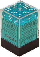 Noppasetti: Chessex Translucent  12mm D6 Teal/White (36)