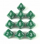 Noppasetti: Chessex Opaque - Poly D10 Green/White (10)