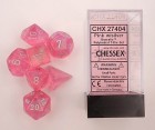 Noppasetti: Chessex Ghostly Glow Polyhedral Pink/Silver (7)