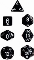 Noppasetti: Chessex Opaque  Polyhedral Black/White (7)