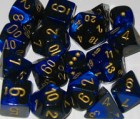 Dice Set: Chessex Gemini - Polyhedral Black-Blue/Gold (7)