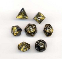 Noppasetti: Chessex Leaf - Polyhedral Black-Gold/Silver (7)