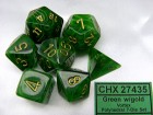Noppasetti: Chessex Vortex - Polyhedral Green/Gold