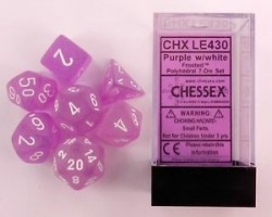 Noppasetti: Chessex Frosted  Polyhedral Purple w/white (7)