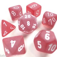 Noppasetti: Chessex FROSTED  POLYHEDRAL RED W/WHITE  (7)